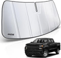 MZS Windshield Sun Shade for Silverado Sierra 1500 2500HD 3500HD 2019-2026 | 6-Layer Heat Insulation, 99% UV Blocking, Keeps Interior Cool, Full Coverage Visor, Foldable Car Window Sunshade, Storage Bag by MZS