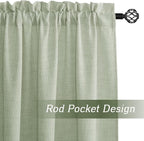 RYB HOME Linen Sheer Curtains 108 inches Long for Living Room | Breathable, Weave Textured, Rod Pocket, Semi Sheer, Sage Green, for Dining Room, W52 x L108, 2 Panels Set - Image 2
