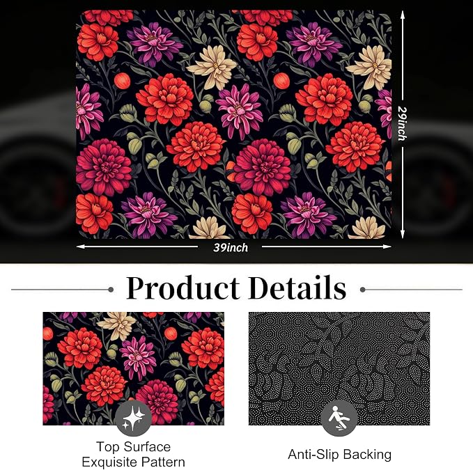 Car Trunk Mat - Universal Size 29" x 39", Floral Pattern Cargo Liner | Car Accessory for SUVs/Sedan/Wagons, Durable Protective Mat, Trunk Liner for Families/Travel Enthusiasts - Image 2
