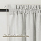 RYB HOME Linen Sheer Curtains 2 Panels for Living Room, Semi Transparent Privacy Drapes with Rod Pocket Farmhouse Style Window Treatments for Bedroom, Light Grey, 52" W x 72" L - Image 2