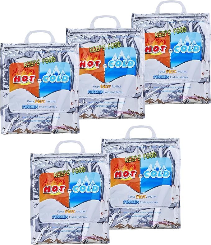 Superio Hot and Cold Insulated Bags for Food Delivery, Grocery Shopping Bags, Food Storage for Hot and Frozen Food for Travel, Disposable Cooler Bag, Reinforced Thermal Lunch Bag (5, 12"x13.5") by Superio