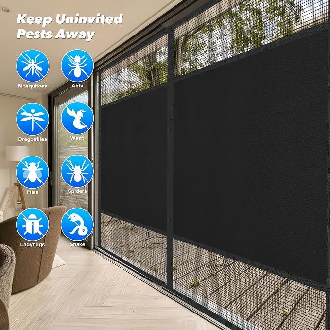 Magnetic Screen Door 72"x80" Blackout – Privacy Protection, Powerful Magnets, Heavy Duty Thicker 265g/㎡ Mesh, Easy Install, Self-Sealing, Pet Tested, Tie Backs, Screen Door Mesh - Image 7