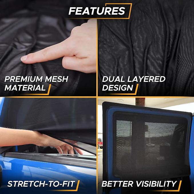 EcoNour Rear Window Shade for Jeep Wrangler Car Window Mesh Screen | For Camping, Bug & Privacy Blackout Window Cover to Protect Sun & UV Rays 1997 to 2025 Jeep Wrangler JK TJ JL & Gladiator JT - Image 3