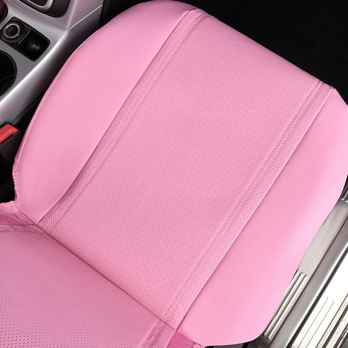 CAR PASS Bling Diamond Car Seat Covers, Shining Rhinestone Waterproof Faux Leather Pink Car Accessories Two Front Only Universal Fit Auto Glitter Crystal Sparkle Strips for Cute Women Girl, Pink - Image 7