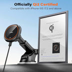 APPS2Car Magnetic Car Phone Mount - Designed Only for MagSafe iPhone 17-12 Series, Orange/Black Data Cable (Random) - Image 2