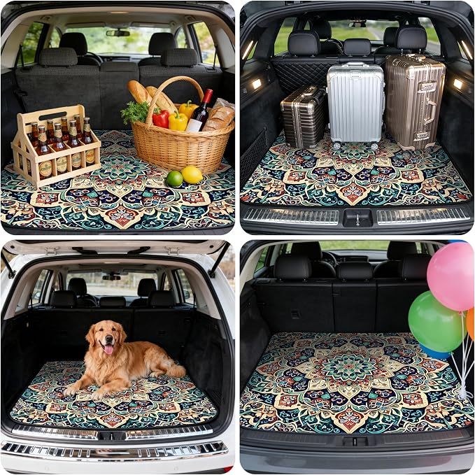 Car Trunk Mat - Universal Size 29" x 39", Bohemian Style Cargo Liner | Car Accessory for SUVs/Sedan/Wagons, Durable Protective Mat, Trunk Liner for Families/Travel Enthusiasts - Image 6