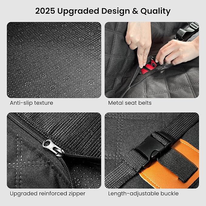 REEVAA Dog Truck Seat Cover for Back Seat, Hard Bottom, XL, Black+Orange | 450 lbs Extender, 45% More Space for 2-4 Large Dogs, Waterproof, Zippered Mesh Window, Fits Crew Cab Trucks & Large SUVs - Image 8