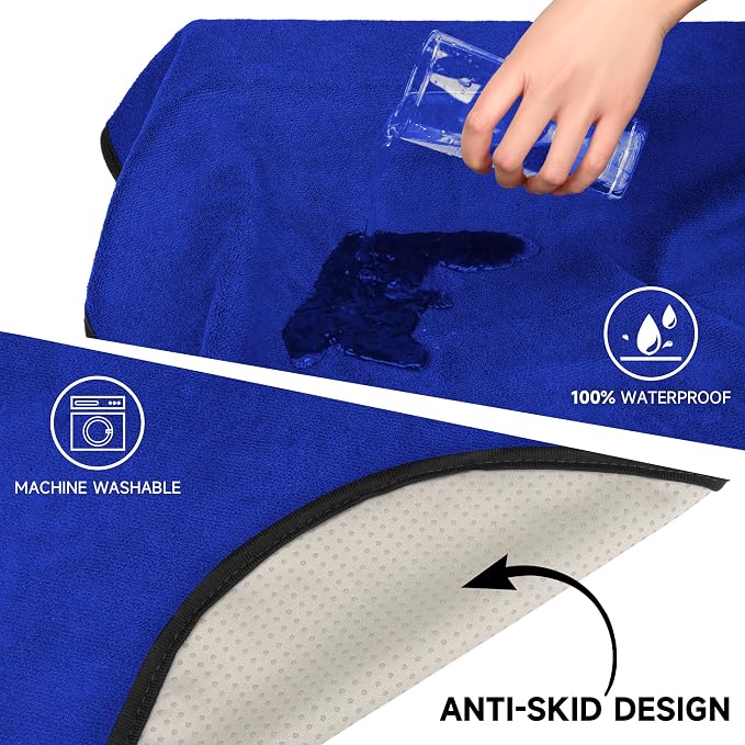 Car Seat Covers 2pcs Waterproof Towel Car Seat Cover Universal Fit for Most Trucks SUV Fitness Athletes Pets Gym and Water Sport，Blue - Image 4