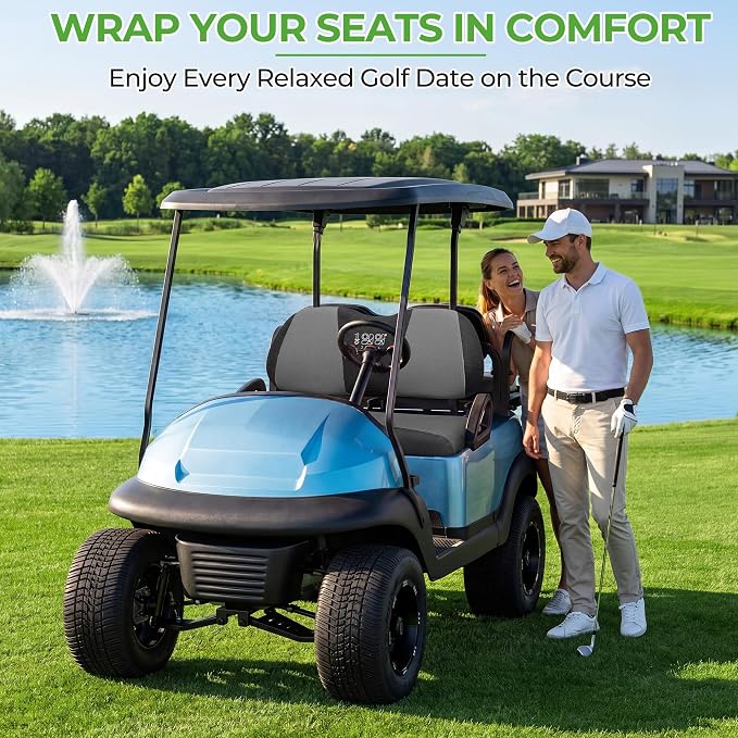 10L0L Golf Cart Seat Covers for Yamaha EZGO Club Car Seat Towel Cushion | Breathable Mesh All-Season Front/Rear Seat Blanket, UV Resistant, Cool Comfort, Machine Washable, Easy On, Great Golf Gift - Image 5