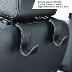 4-Pack Car Headrest Hooks Holds 55lbs Seat Storage Organizer for Bags | Fiber Leather, Durable Metal, Car Hanger for Backpack Umbrella Water Bottle Coat Purses Handbags Groceries, Black - Image 3