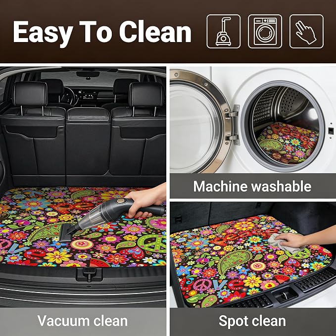 Car Trunk Mat - Universal Size 29" x 39", Floral Pattern Cargo Liner | Car Accessory for SUVs/Sedan/Wagons, Durable Protective Mat, Trunk Liner for Families/Travel Enthusiasts - Image 5