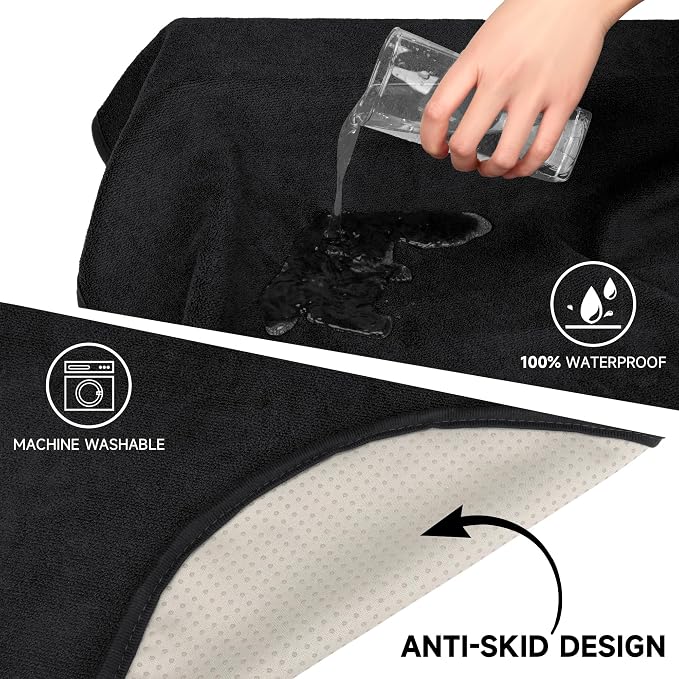 Car Seat Covers 1 Pack Black Waterproof Towel Car Seat Cover Universal Fit for Most Trucks SUV Fitness Athletes Pets Gym and Water Sport - Image 4