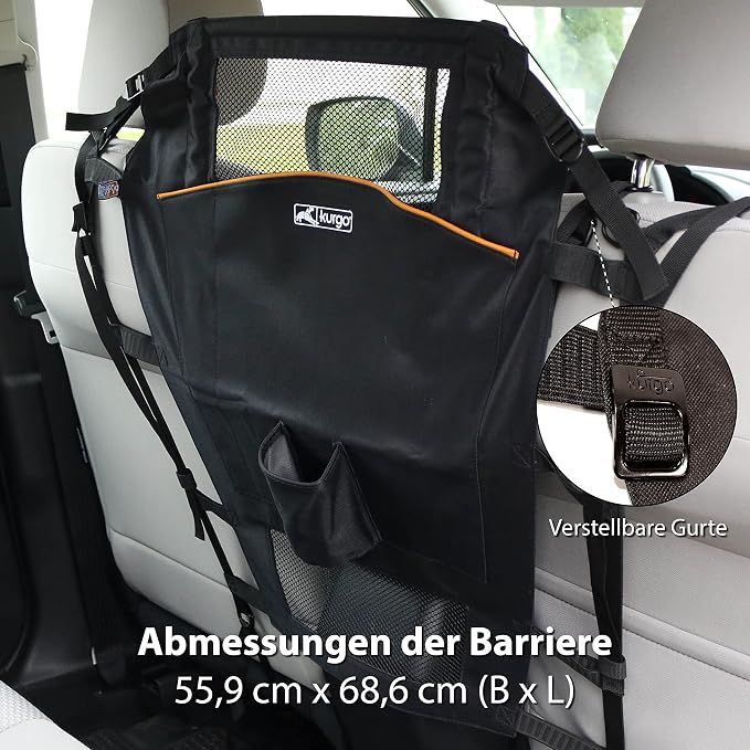 Kurgo Backseat Barrier | Blocks Front Seat Pet Access to Reduce Distracted Driving, Mesh Opening, Easy Installation, Storage Pockets, Universal Fit - Image 5