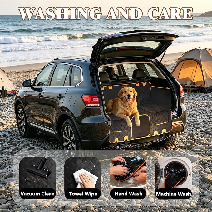 Hard Bottom Car Seat Cover for Dogs-900D Oxford Heavy Duty Extender Dog Seat Cover Back Seat, Waterproof Dog Hammock with Joint-Friendly Sponge Pad Mesh Window, Supports 600LBS-Fit Sedan/SUV - Image 6
