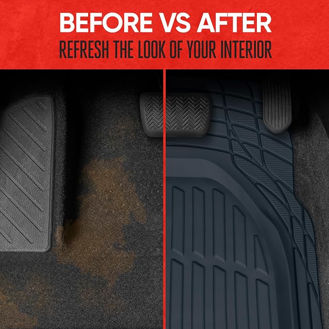 Motor Trend FlexTough Floor Mats for Cars, Blue Deep Dish All-Weather Car Mats, Waterproof Trim-to Fit Automotive Floor Mats for Cars Trucks SUV, Universal Floor Liner Car Accessories - Image 7