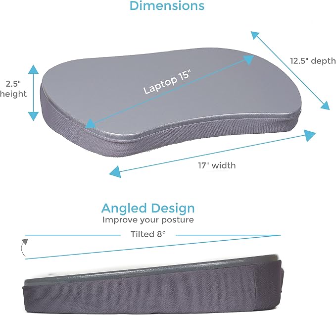 Sofia + Sam Mini Lap Desk with Memory Foam Cushion | Handle | Fits Laptops Up to 15" | Work from Home | Silver | Portable Travel Desk | Reading Writing and Coloring - Image 5