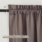 RYB HOME Linen Sheer Curtains 2 Panels for Living Room, Semi Transparent Privacy Drapes with Rod Pocket Farmhouse Style Window Treatments for Bedroom, Brown, 52" W x 95" L - Image 2
