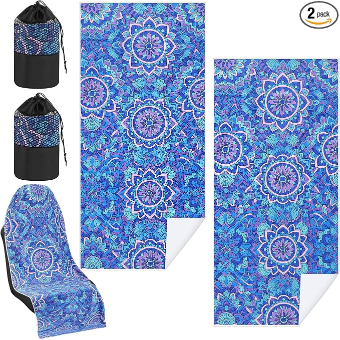 Hahafelt 2 Pack Car Seat Towel Cover with Storage Bag, Mandala | 63 x 32 in Car Towel Seat Cover Non Slip Waterproof, Gym Workout Swimming Running, Machine Washable Sweat Absorbent Protector by Hahafelt