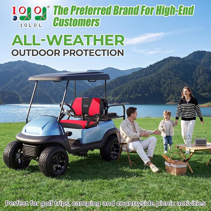 10L0L Golf Cart Seat Covers for Yamaha EZGO Club Car Seat Towel Cushion | Breathable Mesh All-Season Front/Rear Seat Blanket, UV Resistant, Cool Comfort, Machine Washable, Easy On, Great Golf Gift - Image 2