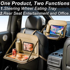 Backseat Car Organizer with Tray 1 Pack,Car Back Seat Eating Tray for Kids, Multifunctional Laptop Desk,Back Seat Car Storage & Tablet Holder for Children(Beige, 1PC) - Image 3