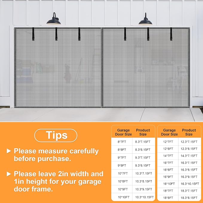 Privacy Garage Door Screen Blackout for 1 Car Garage- 8x7FT Privacy Silver Grey Heavy Duty Magnetic Garage Screen, Hands Free, Magnetic Privacy Garage Screen Door - Image 2