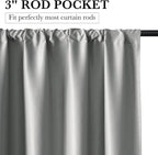 RYB HOME 100% Blackout Basement Curtains 24 inches Long, Heat & UV Blocking | Total Room Darkening, Noise Reducing, Curtains for Bathroom RV Campers, W34 x L24, Sliver Grey, 2 Panels - Image 3