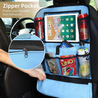 LUCMO Car Backseat Organizer with Touch Screen Tablet Holder, Light Blue | 2 Pcs,9 Storage Pockets,Clear Tablet Holder,Protectors Kick Mats,Travel Accessories,Seat Cover,Road Trip Essentials - Image 5