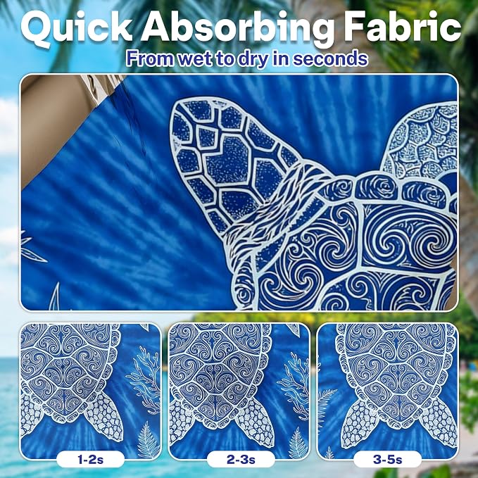 2 Pack Car Seat Towel Covers, Sweat-Proof Microfiber Seat Protectors for Gym, Running, Beach & Workout, Breathable Quick-Dry, Machine Washable, Blue Sea Turtle Print, Universal Fit - Image 3