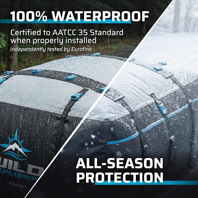 Rooftop Cargo Carrier 23 Cu Ft, Waterproof Soft Shell Roof Bag | Heavy Duty Car Top Luggage Cargo Bag with Patented Door Hooks, Protective Mat and Storage Bag (49 x 37 x 22 in, XXL) - Image 4