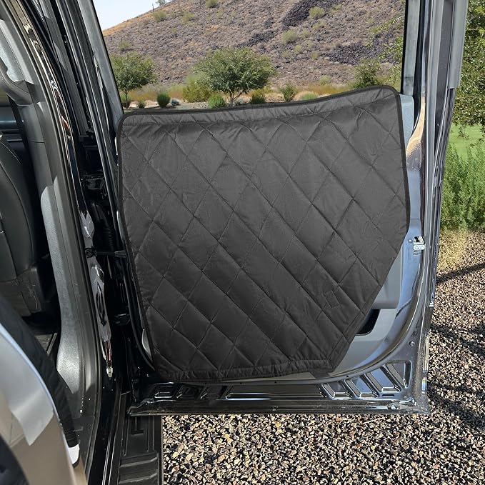 4Knines Heavy-Duty Car Door Protector for Dogs, Waterproof XL Black | 28"W x 30"L; set of two door guards with top and bottom attachment points for secure fit; installs in 60 seconds. - Image 4