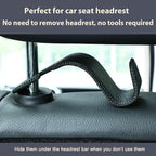 4-Pack Car Headrest Hooks Holds 55lbs Seat Storage Organizer for Bags | Fiber Leather, Durable Metal, Car Hanger for Backpack Umbrella Water Bottle Coat Purses Handbags Groceries, Black - Image 6