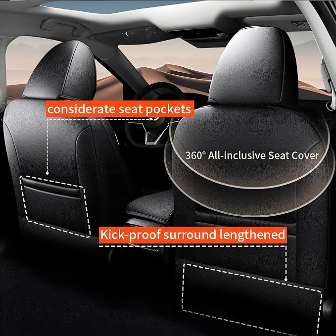 Seat Cover for Nissan Altima 2019 2020 2021 2022 2023 2024 2025 | (S SV SR Platinum ) Customized Fit Full Set Faux Leather Seats Cover Black - Image 3