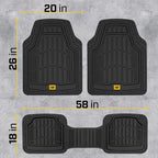Cat® ToughRide™ Heavy-Duty 3 Piece Rubber All Season Floor Mats for Car Truck Van SUV, Black - Premium Trim to Fit Cars Floor Mat, All Weather Deep Dish Automotive Floor Mats, Total Dirt Protection - Image 7