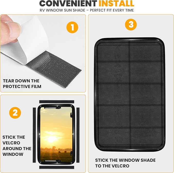 EcoNour RV Magnetic Window Shade for Side Door,Foldable UV Protection Cover | Blackout Winnebago Itasca Sunova Class A RV Entry Doors | 4 Hook & Loop Waterproof Oxford Fabric | Large (27" ×18") - Image 6