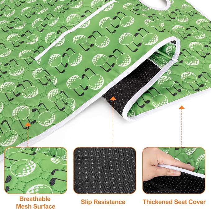 PGmoon Golf Cart Seat Covers with 4 Front Pockets & Nonskid Bottom | Universal Golf Cart Seat Towel Blanket Fits for EZGO, Yamaha, Club Car and More 2 Person Seats Golf Carts - Image 4