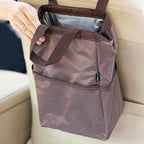 Ginsco New Leak-Proof Travel Trash Bag, Hanging Car Trash Can with Hook and Loop Lid and Handle, Multipurpose Trash Bin with Storage Pockets for Car SUV Truck RV Camping 2 Gallons (Brown) by Ginsco