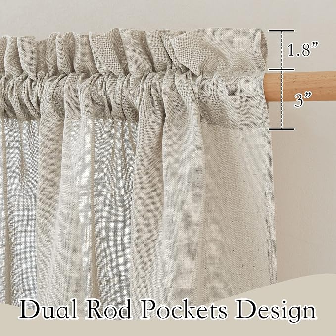 RYB HOME Linen Sheer Curtains Rich Linen Woven Soft Absorbent Drapes UV Rays Protection Light Filtering for Party Backdrop, Farmhouse, Doorway, Lobby, Hotel, W 52 x L 108 inch, 2 Pack, Angora - Image 2