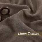 RYB HOME Natural Linen Sheer Curtains 72 inches Long for Kitchen/Bedroom | Weave Textured, Rod Pocket, Light Filtering, Brown, W52 x L72, 2 Panels Set - Image 4