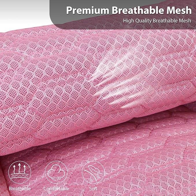 CAR PASS 3D Foam Mesh Leather Car Seat Covers Full Set, Pink Breathable Mesh Faux Leather Seat Covers for Women, Universal Fit for Car SUV Truck Sedan Automotive, Armrest Airbag Compatible, All Pink - Image 6
