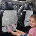 Bling Crystal Car Seat Back Kick Protectors with Storage, Sparkly Diamond Kick Mats, Universal Seat Protector for SUV and Automotive Crystal Auto Accessories for Women White 2pcs by Pirador