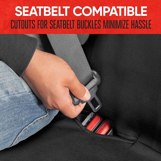 Motor Trend Front & Rear Car Seat Covers Full Set - Gray Cloth Bucket Seat Covers for Front Seats + Waterproof Rear Split Bench Cover – Universal Fit for Car Truck SUV Van Interior Protection - Image 6