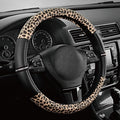 Road Comforts Leopard Steering Wheel Cover for Women, Cute Anti-Slip Microfiber Leather, Universal Fit 14.5-15 Inch Round Steering Wheel - Black by RoadComforts