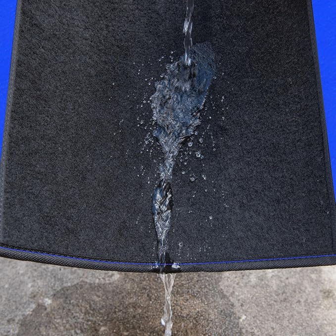 CAR PASS Rainbow Waterproof Universal Fit Faux Leather Car Carpet- Anti-Slip Nibbed Backing Floor Mats for SUV, Vans, Sedans, Trucks, Automotive Set of 4pcs (Black with Blue) - Image 5