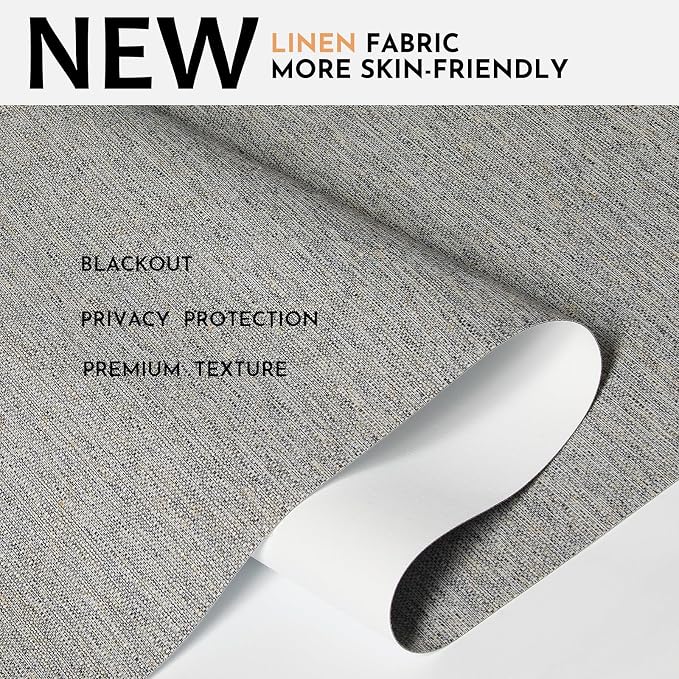 Persilux Blackout Roller Shades for Window Blinds,Cordless,Linen Fabric,Thermal Insulated Fabric UV Protection Shades for Home,Office,Bedroom,Door,Blackout-Grey,22 1/2" W X 72" H - Image 2