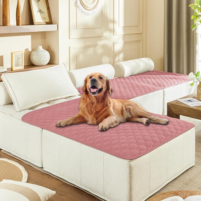 gogobunny Waterproof Blanket for Dogs，Couch Covers for Sectional Sofa | Anti Slip, Hair Resistant, Potty Training Couch Protector, Furniture Covers for Pets, 40x50 Inch Dark/Light Pink by gogobunny
