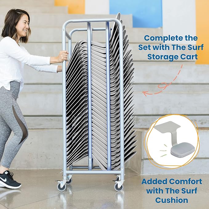 ECR4Kids The Surf Portable Lap Desk, Flexible Seating, Light Grey - Image 4