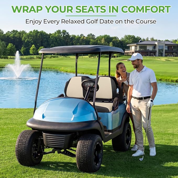 10L0L Golf Cart Seat Covers for Yamaha EZGO Club Car Seat Towel Cushion | Breathable Mesh All-Season Front/Rear Seat Blanket, UV Resistant, Cool Comfort, Machine Washable, Easy On, Great Golf Gift - Image 5