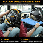 EcoNour 2 in 1 Car Steering Wheel Desk | Steering Wheel Tray for Laptop | Car Mount with Pen Holder | Car Food Tray for Eating with Drinks Holder | Multipurpose Travel Car Accessories | Blue - Image 6