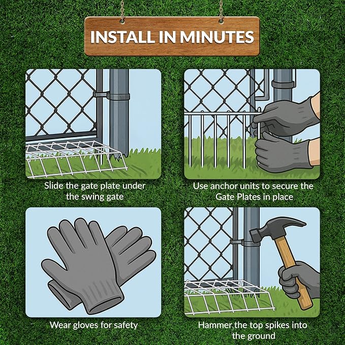 Dig Defence Original Gate Plate, 2 Pack with 2 Sm/Md Animal Barrier | Made in USA, Ideal Gift for Pet Lovers, Dog Digging Deterrent, Underground Gap Filler for Dogs or Rabbits - Image 6