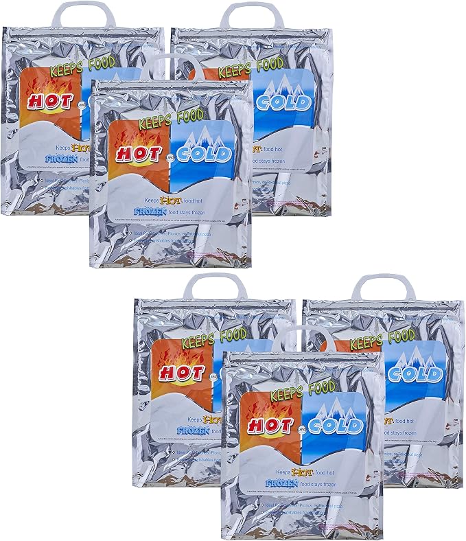 Superio Hot and Cold Insulated Bags for Food Delivery, Grocery Shopping Bags, Food Storage for Hot and Frozen Food for Travel, Disposable Cooler Bag, Reinforced Thermal Lunch Bag (6, 12"x13.5") by Superio